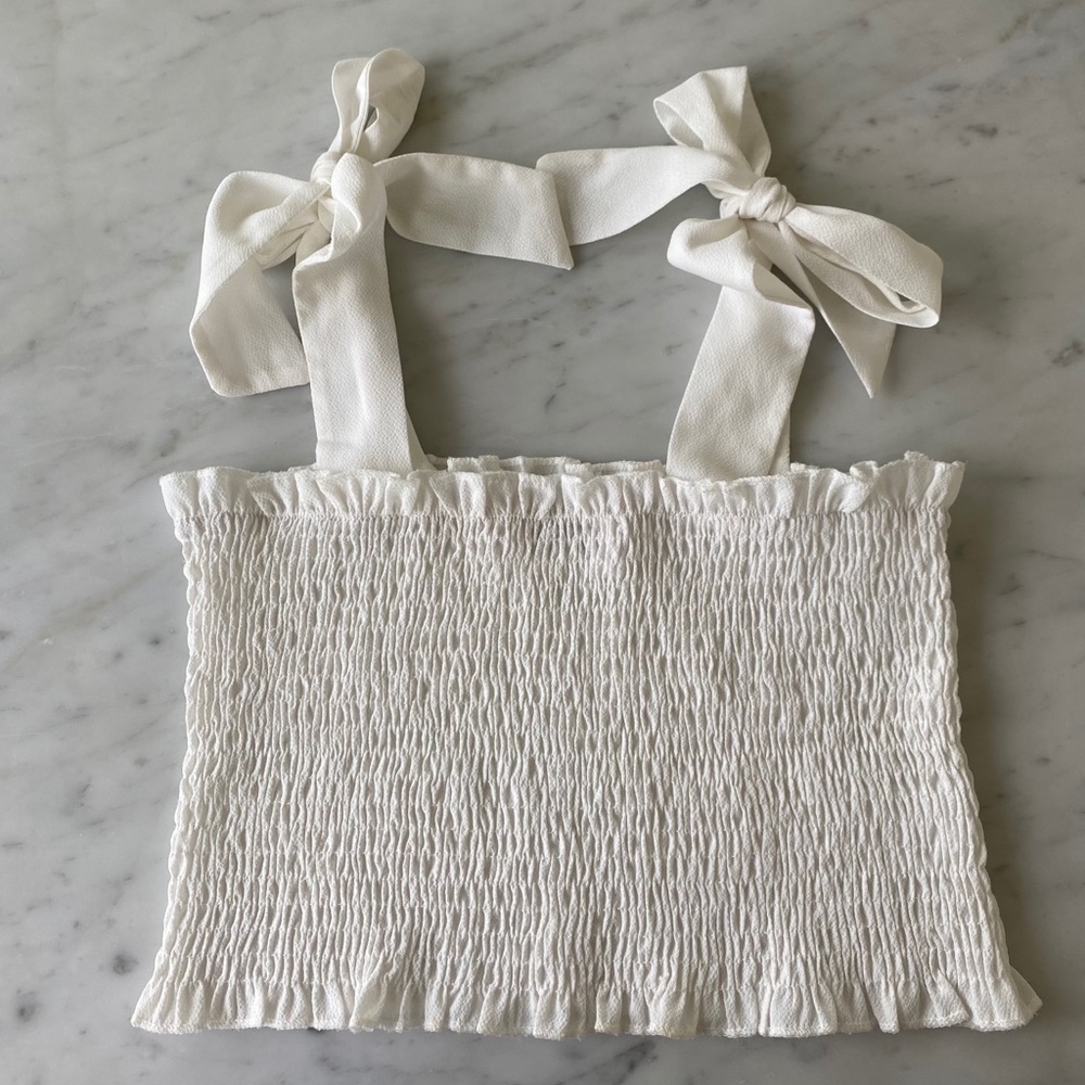 White Tie Strap Crop Top